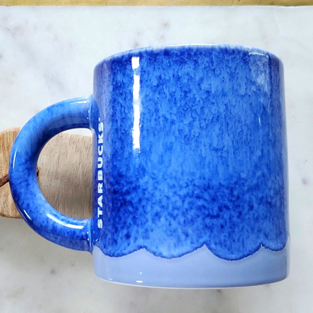 Blue Ombre Starbucks Pottery Style Glazed Scalloped Mug 2022